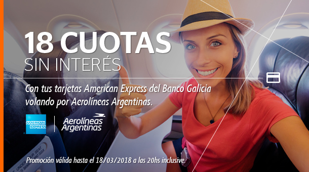(Aerolíneas Argentinas) (2018-03-16 al 18) AR Amex 18 cuotas